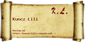 Kuncz Lili névjegykártya