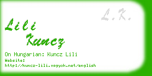 lili kuncz business card